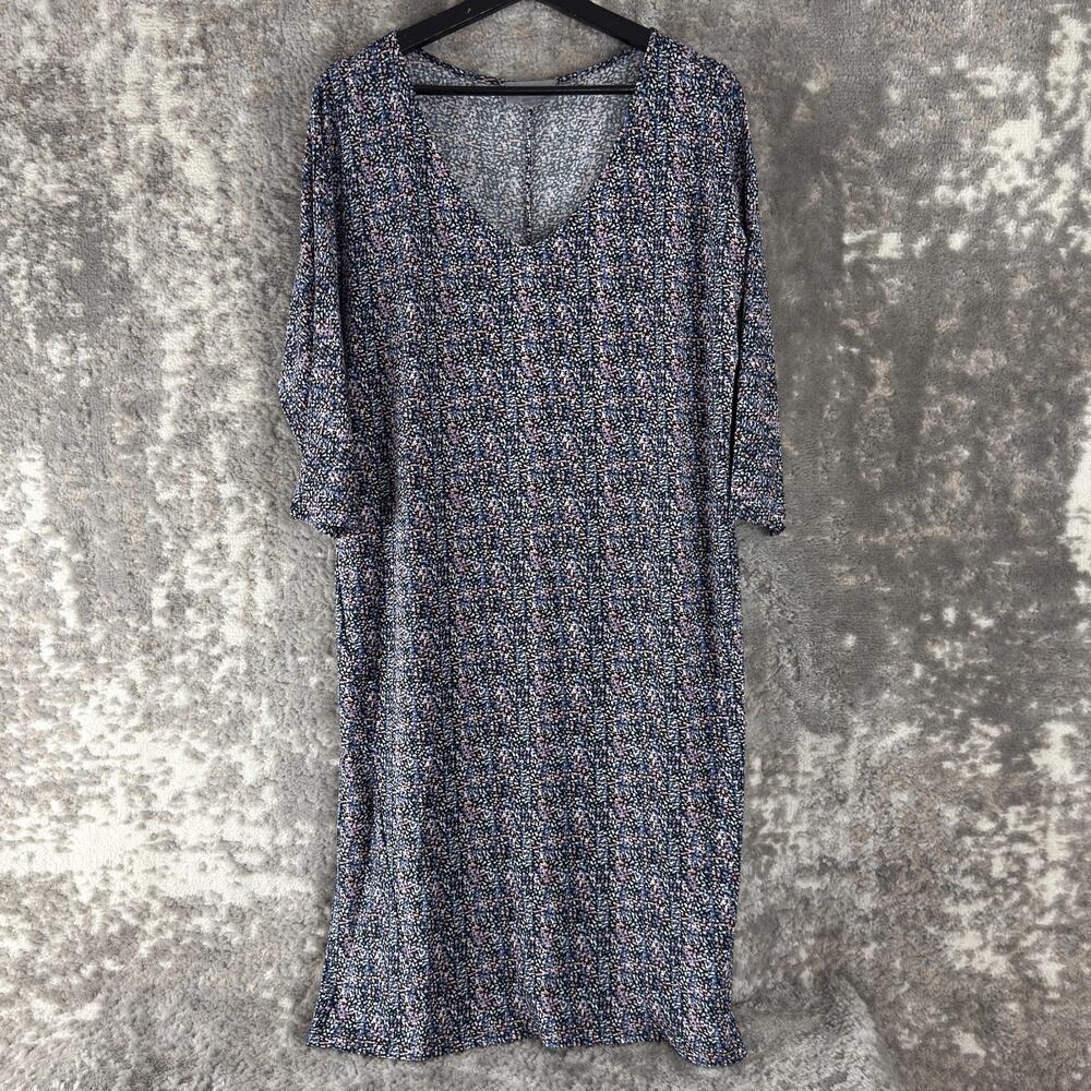 Pure Collection Size 8/10 Abstract Scoop Neck Midi Shirt Dress Colorful Stretch